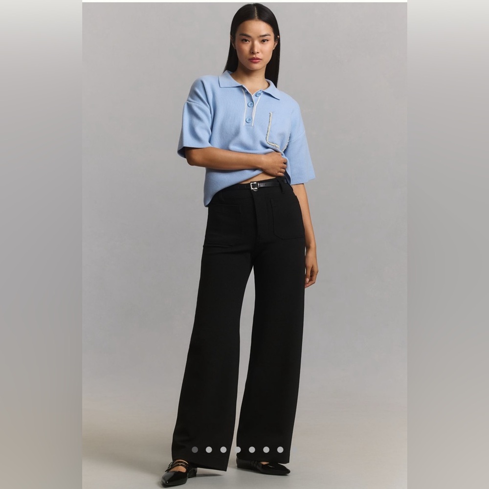 NWT Anthropologie The Colette Full- Length Wide-Leg Pants by Maeve: Knit Edition